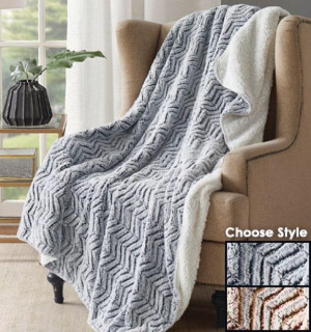 Picture 1 of Luxury Faux Mink Sherpa Large Throw