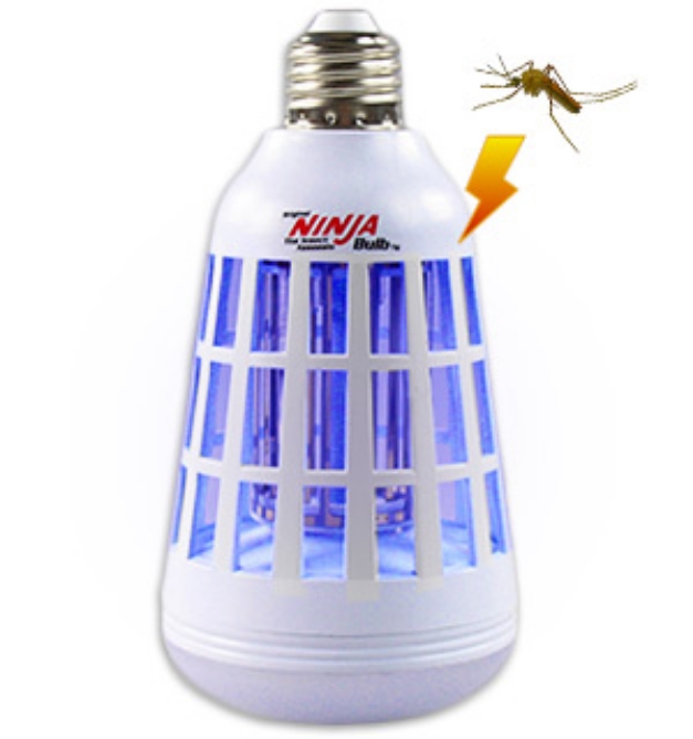 Part LED light bulb, part bug zapper!  The 2-in-1 bulb can be used indoors and outdoors in any standard light fixture.  4 ultraviolet LEDs lure the pests and zap them with the high voltage grid once they get too close.