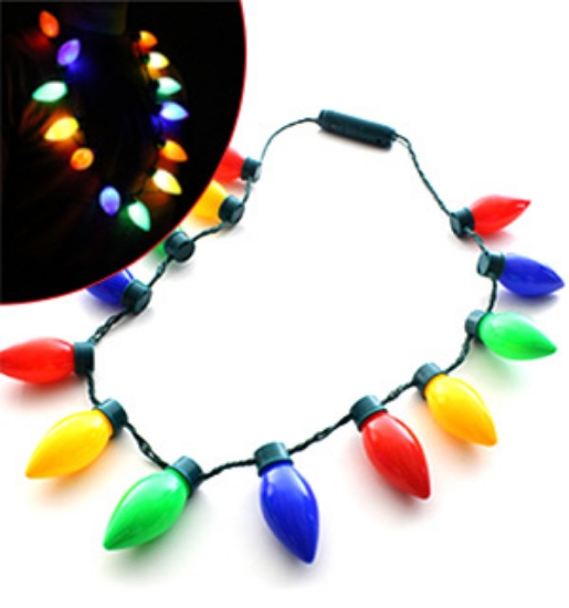 This colorful accessory features 13 individual bulbs of 4 colors - red, green, blue, and yellow.  With the press of a button you can really brighten things up with the 3 distinct settings - fast strobe, slow strobe, and alternating flash.