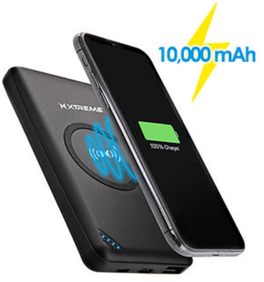 Charge your smartphone and compatible devices with no cables, wires, or distraction! This power bank utilizes wireless Qi-charging technology to power your compatible smartphone (iPhone 8 and up, Samsung Galaxy S6 and up).