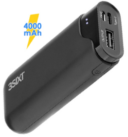 Charge your phone easily on-the-go with this JetPak Power Bank by 3SIXT. This tiny power pack comes with a 4,000mAh battery to give your device more than one full charge! Use this to charge all of your devices such as phones, tablets, earbuds, mp3 players, and portable speakers.