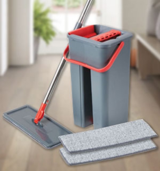 Ultra Slim Mop w/ Dual Chamber Self-Cleaning Bucket and 2 Microfiber Mop Pads