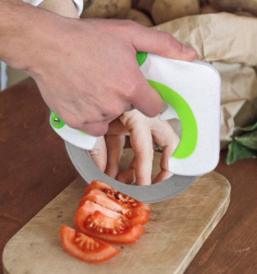 The Rock Chop and Rolling Knife is the fast, easy, and safe way to slice, dice, and chop veggies, fruit, dough, herbs, pizza, and more.