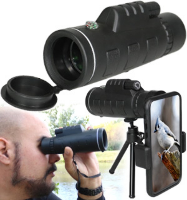 Portable Monocular Telescope with Tripod and Smartphone Clip