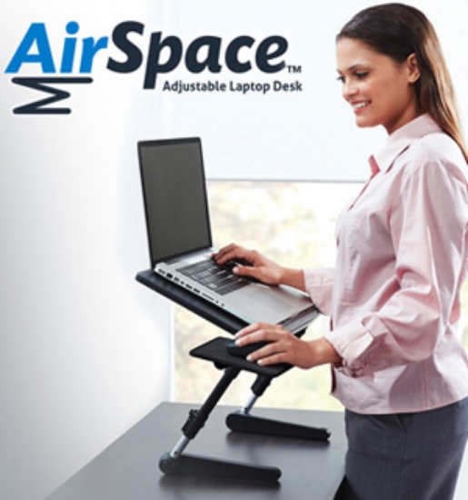 Whether you're riding in a car, laying in bed, or sitting on the couch or floor, the Air Space Adjustable Laptop Desk will keep you comfy and productive for hours on end. It's fully adjustable so there's no more neck or back straining and you won't struggle to find a comfortable work position.