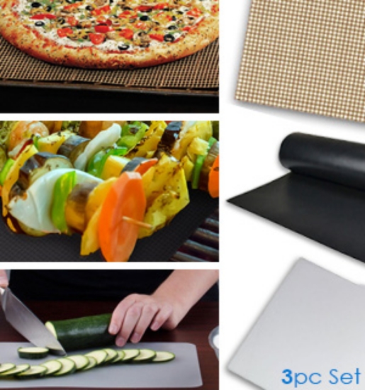 Now you can get our top 3 best selling cooking essentials in one convenient set! Included is the ever-popular Flexible Chopping Mat, which allows you to cut and chop ingredients and easily transport them directly into a pan, pot or baking dish by folding it into a funnel.