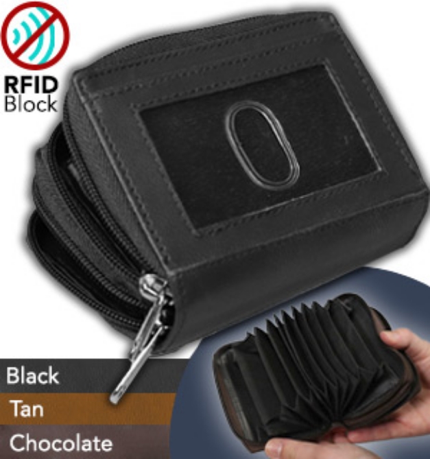 Picture 1 of Zip 'N Go Palm-Sized Wallet w/ RFID Protection