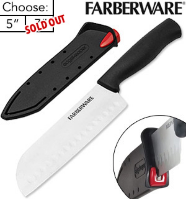 Farberware Edgekeeper Santoku Kitchen Knife with Builtin Sharpener