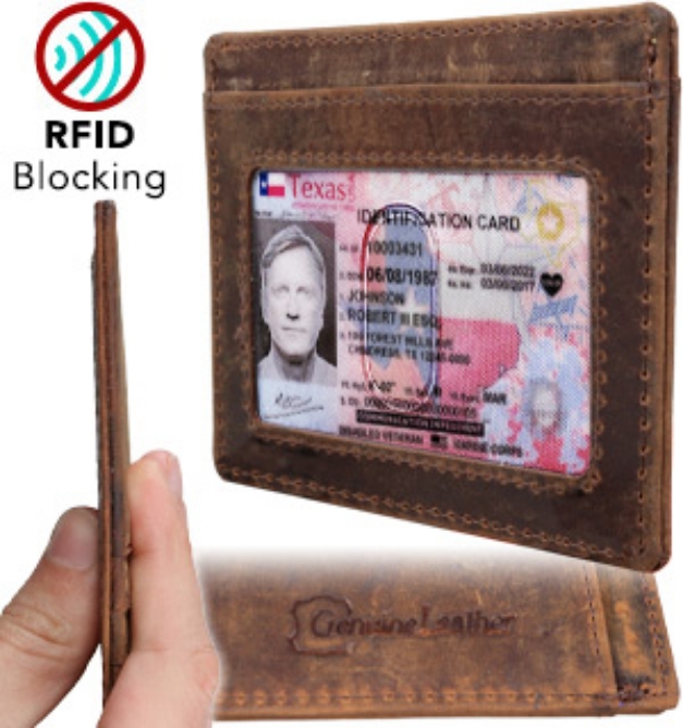 Picture 1 of Vintage Slim Credit Card Wallet with Built-In RFID Protection