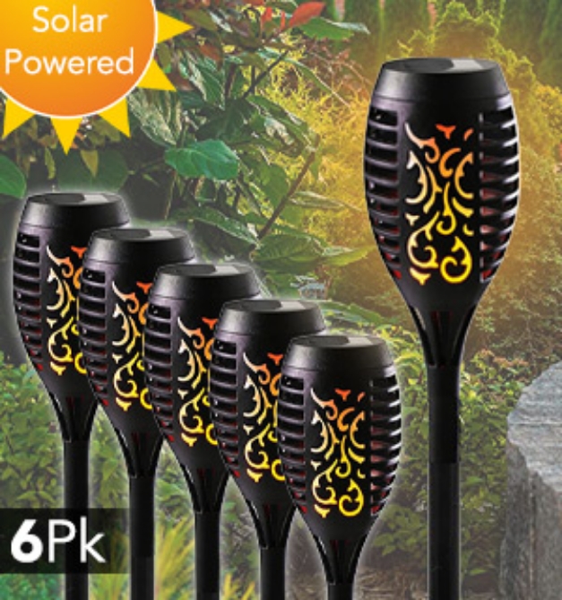 Picture 1 of Dancing Flame Tiki Torch (Solar Powered) 6-Pack