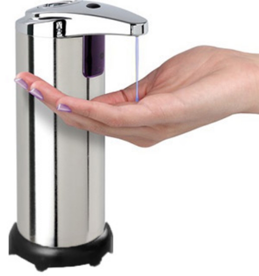 Stop the spread of dangerous germs with this heavy duty, Motion Activated Soap Dispenser with Stainless Steel like finish. Just place hands beneath the spout and the motion-activated dispenser automatically releases just the right amount of liquid soap, hand sanitizer or lotion.