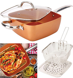 4-pc Square Copper Cookware Pan Set