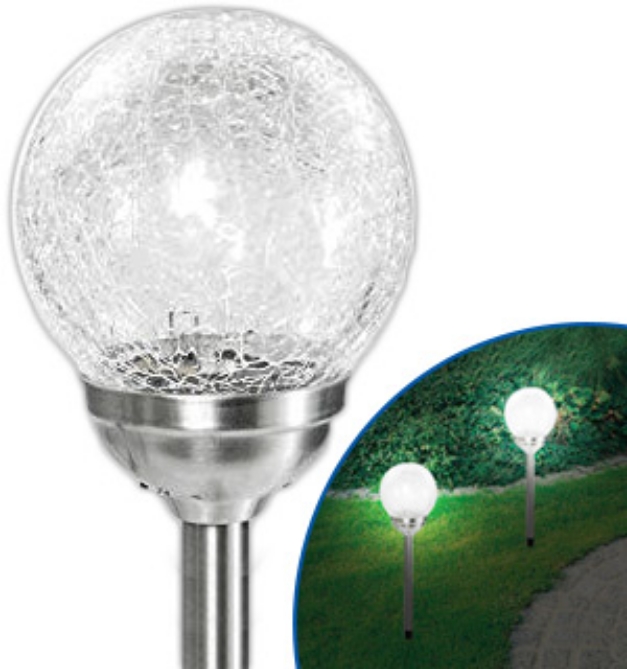 Picture 1 of Crinkled Glass Solar Stake Light