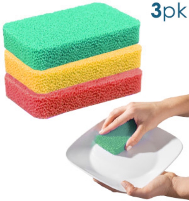 Picture 1 of 3-Pack of Odor Resistant Silicone Scrubbing Sponges