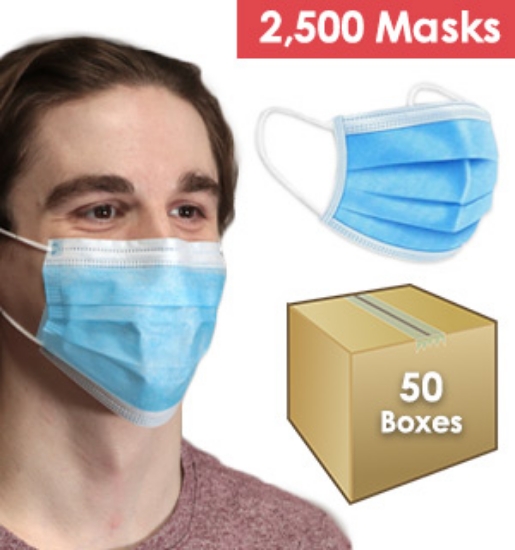 Case of 2500 Non-Medical Face Masks - 3-Layers FDA Registered