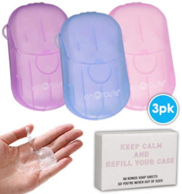 Picture 1 of 3-Pack Soap N' Suds On-The-Go Soap Sheets