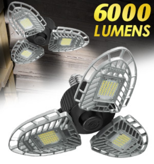 Ultra-Bright Triple Panel Garage and Ceiling Light: 6000 Lumens