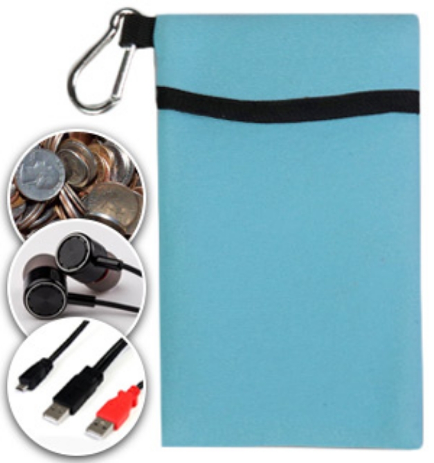 Picture 1 of Portable Tech Carrying Pouch w/ Carabiner Clip
