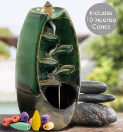 Ceramic Waterfall Cascading Incense Fountain Set
