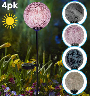 4 Pack of Solar Powered Moonrays Globe Stake Lights