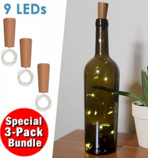 3-Pack of Wine Bottle String Lights w/ 9 LEDs