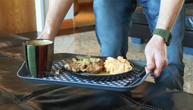 Picture 2 of  Non-Slip Serving Tray With Silicone Grips - No More Spills!