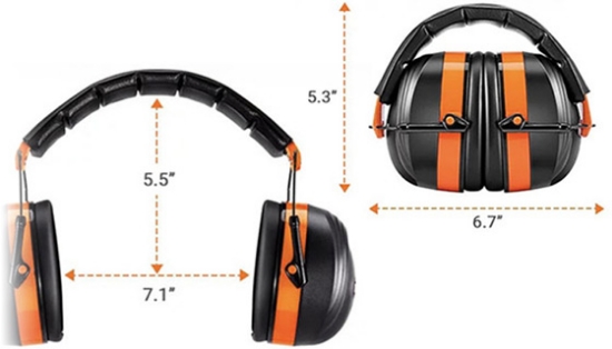 Pro Grade SNR34db (nrr28db) Folding Over The Ear "Ear Muff Style" Noise Protection