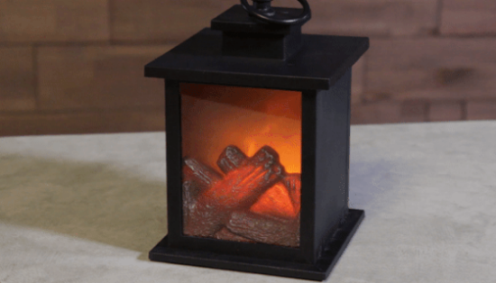 This antique-style fireplace lantern delivers a wonderful ambient glow showing off its realistic LED Flickering Flame Effect. This next-generation flickering technology gives off a stunning effect complete with glowing logs.