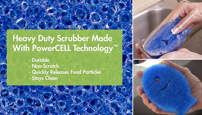 Clean everything from delicate dishes to the caked on grime of pans with one non-scratching scrubber: the DishFish.