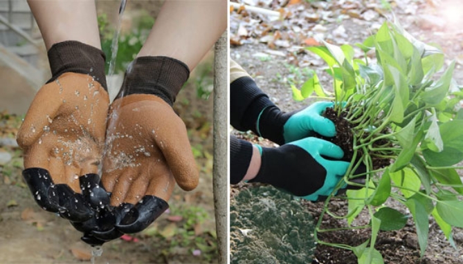 3-Pack of Assorted Gardening Gloves with Claws - Waterproof and Puncture Resistant