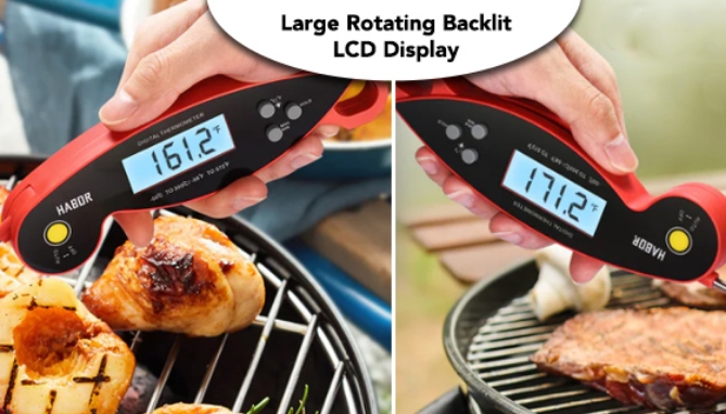 Picture 2 of Instant Read Foldable Meat Thermometer With Large Digital Read Out