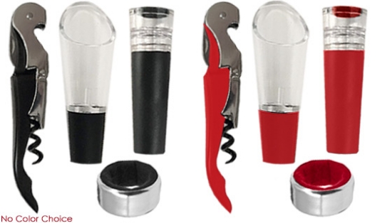What a great gift for the wine aficionado. Whether you're a wine collector or simply like to have a few bottles around for special occasions, this functional and handy <strong>4 Piece Wine Gift Set</strong> will not only help you get the most of your wines, it will also add a touch of style to your dinner table or party.