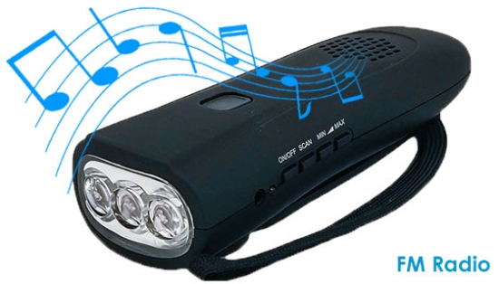 The NEW Dynamo Hand-Crank Flashlight with Radio and Power Bank is a must for every home, office, car, boat and RV.