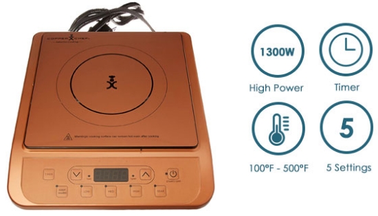 The <em>Copper Chef Induction Cooktop</em> uses the science of electro-magnetic induction heating to cook your food faster, more efficiently and with less wasted energy. Just plug it in and you're ready to go