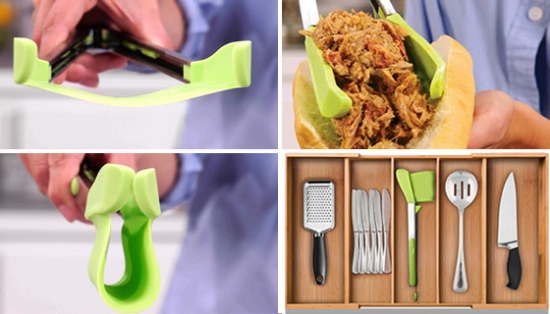 The Clever Tongs utensil is a highly versatile set of tongs that can be used to pick up a variety of foods.