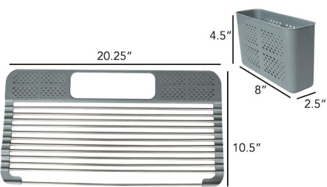 Deluxe Over-the-Sink Dish Drying Rack with Removable Cutlery Holder