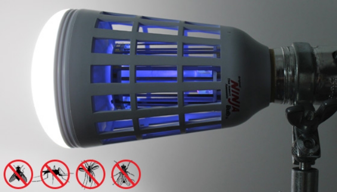 Part LED light bulb, part bug zapper!  The 2-in-1 bulb can be used indoors and outdoors in any standard light fixture.  4 ultraviolet LEDs lure the pests and zap them with the high voltage grid once they get too close.