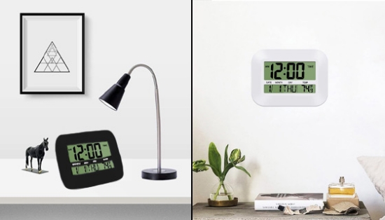 Large Display Digital Calendar Clock with Temperature Gauge