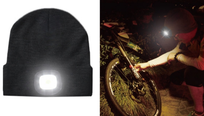 Black USB Rechargeable LED Beanie: 200 Lumens