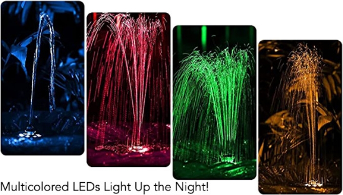 Deluxe Solar-Powered Water Fountain with Color Changing LEDs