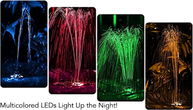 Picture 2 of Deluxe Solar-Powered Water Fountain with Color Changing LEDs