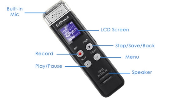 Whether you need to record indoors, outdoors, or for long periods, the Elephant Digital Sound Recorder is for you! The lightweight and pocket-sized design mean you can take this anywhere. Bring it to the doctor to record important treatment details, or have it ready to go at your next meeting so you can review fine details later.