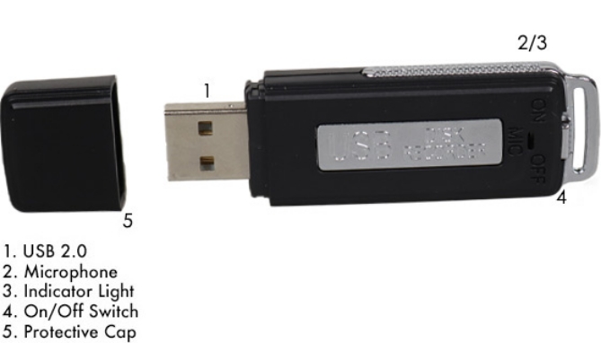 USB Flash Drive Voice & Audio Recorder - 8GB