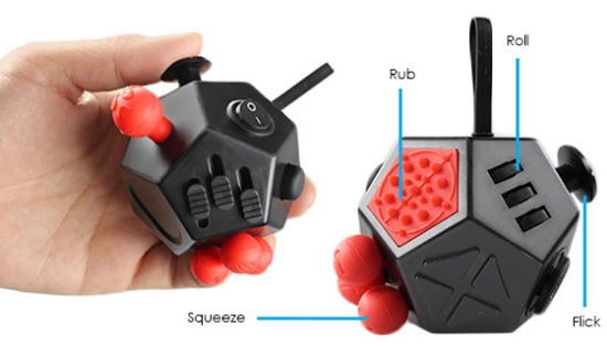 This is no ordinary dodecahedron, or 12-sided shape! Each side has a unique anti-anxiety aid. From clicky buttons to moveable joysticks, it's the fun and hip way to relieve stress, anytime - anywhere!