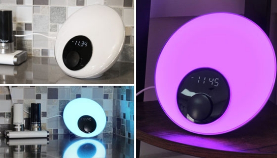 The touch controlled light can turn on with a tap to create a strong reading light or night light with adjustable intensity. It also has full color changing RGB light for setting the mood - it will cycle through the colors gradually, and you can select your favorite to stay on.