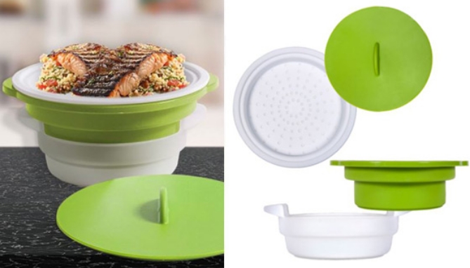 Picture 5 of Microwave and Stove-Top Safe Multi-Use 2-Tier Steamer - Great For Veggies and Meats