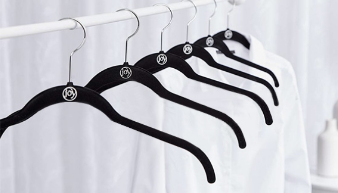 Picture 3 of Joy 40-Pack of Velvet Space-Saving, Non-Slip Black Hangers