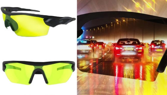 Made with high-tech lenses, these yellow-tinted glasses are designed to be worn at night or in low light conditions like fog and rain.