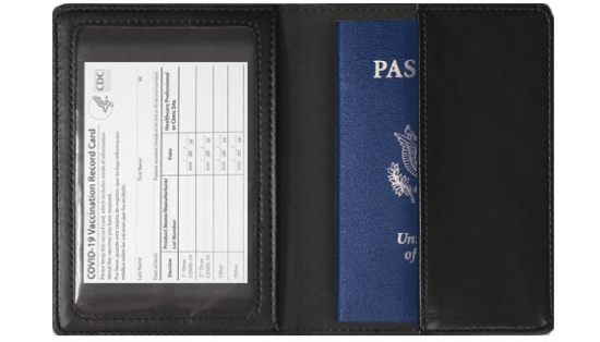 This Passport and Vaccine Card Holder is the perfect travel companion that will help keep your CDC Vaccination Card and Passport safe in one place for easy access.  It will also protect your documents from dust and wear with the customized window pocket sized specifically for 4&quot;x3&quot; CDC Vaccination Cards and a sleeve for a 5&quot;x3.5&quot; passport that you can easel access at any travel check point.