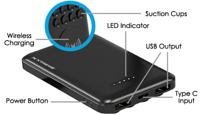 Picture 3 of Xtreme 5000mAh Wireless Power Bank With Suction Cups